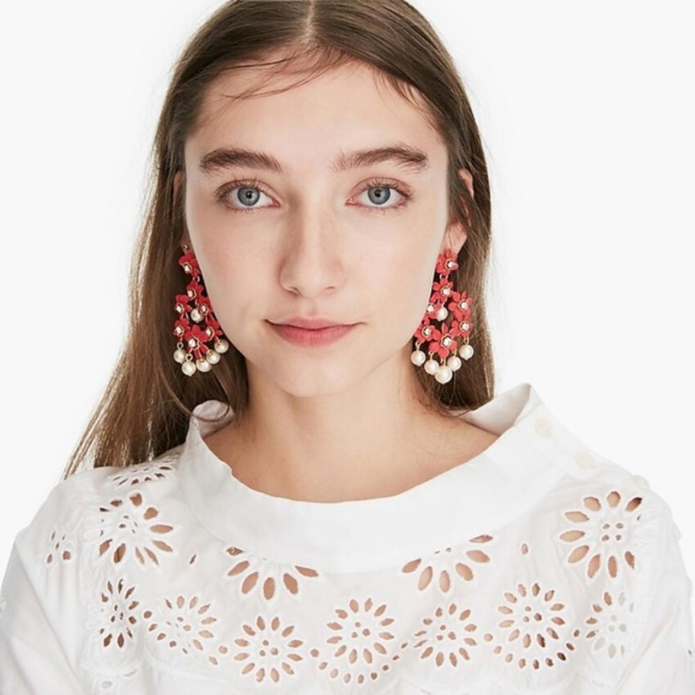 J.Crew Pearl and Crystal Floral Chandelier Earrings - Picture 6 of 6
